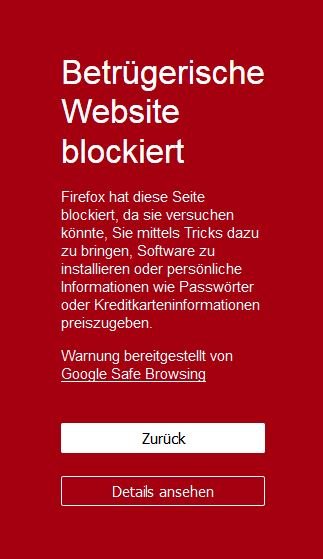 Die Warnung des Firefox - Browsers