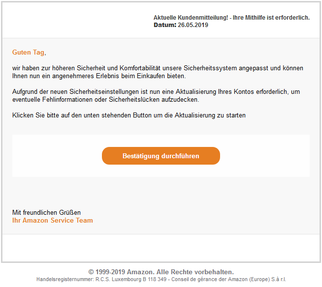 Neue Spam - E-Mail im Umlauf.