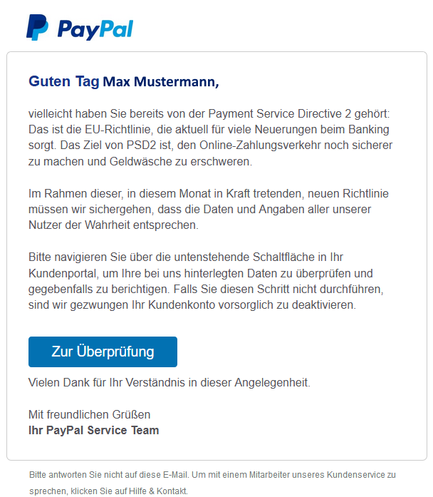 Solche Phishing- E-Mails sind zurzeit im Umlauf. Einfach löschen! Solche Phishing- E-Mails sind zurzeit im Umlauf. Einfach löschen!