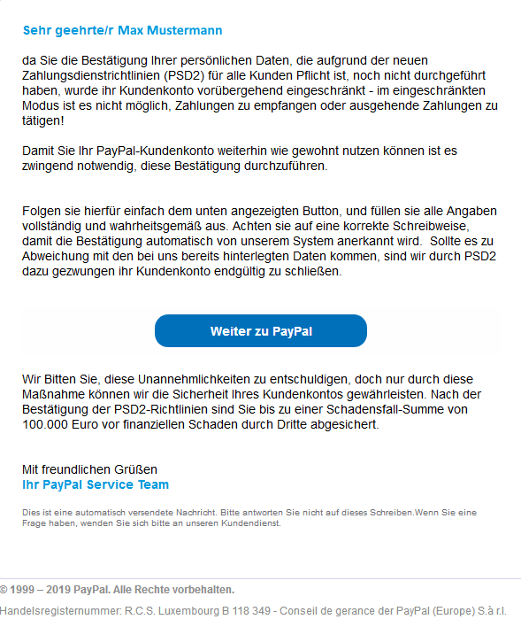 Beispiel einer betrügerischen Vorgehensweise Beispiel einer betrügerischen Vorgehensweise