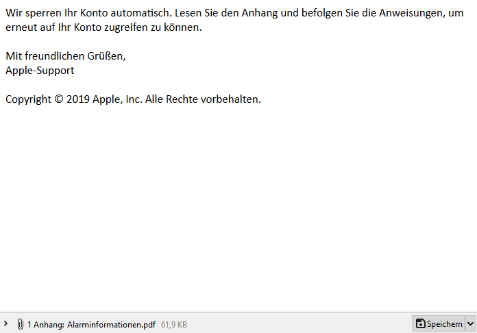 Spam - E-Mail mit gefährlichem Anhang