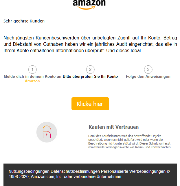 Eine besonders freche Phishing E-Mail im Umlauf