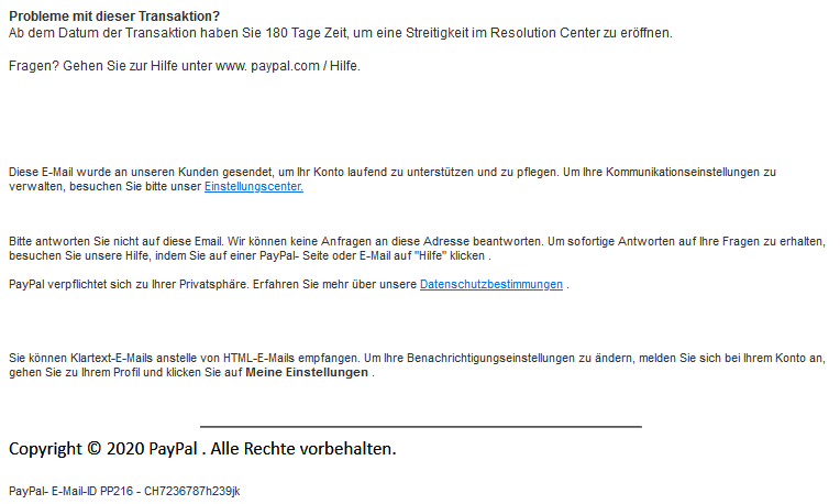 Phishing - E-Mail: Beispiel