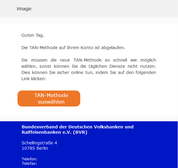 Die Tan - Methode auf Ihrem Konto ist abgelaufen Die Tan - Methode auf Ihrem Konto ist abgelaufen