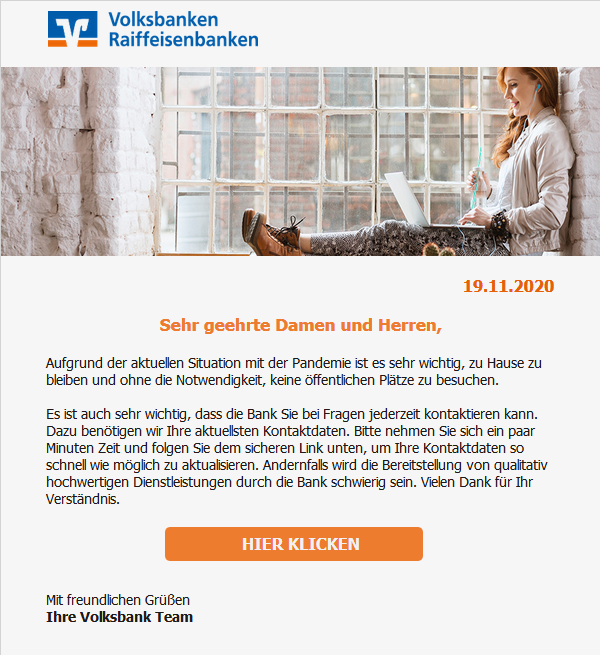 Beispiel einer betrügerischen E-Mail