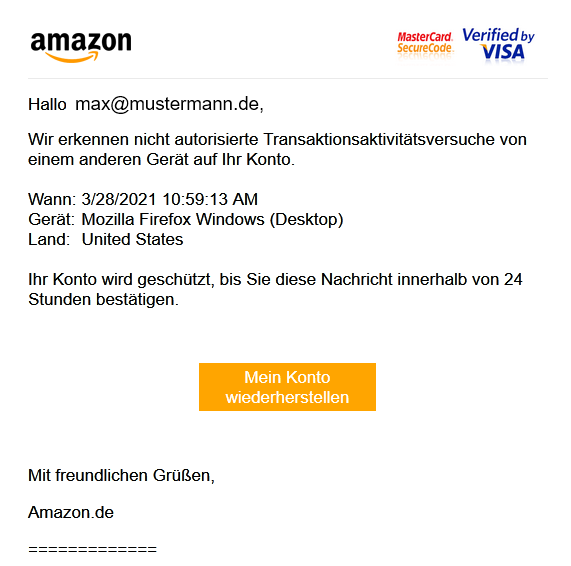 Eine nicht von Amazon versendete Nachricht.