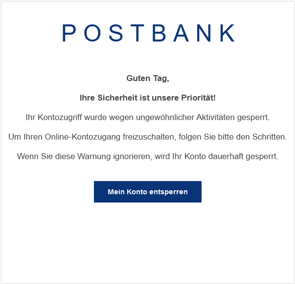 Neue Phishing E-Mail wieder im Umlauf