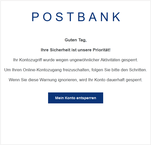 Neue Phishing E-Mail wieder im Umlauf Neue Phishing E-Mail wieder im Umlauf